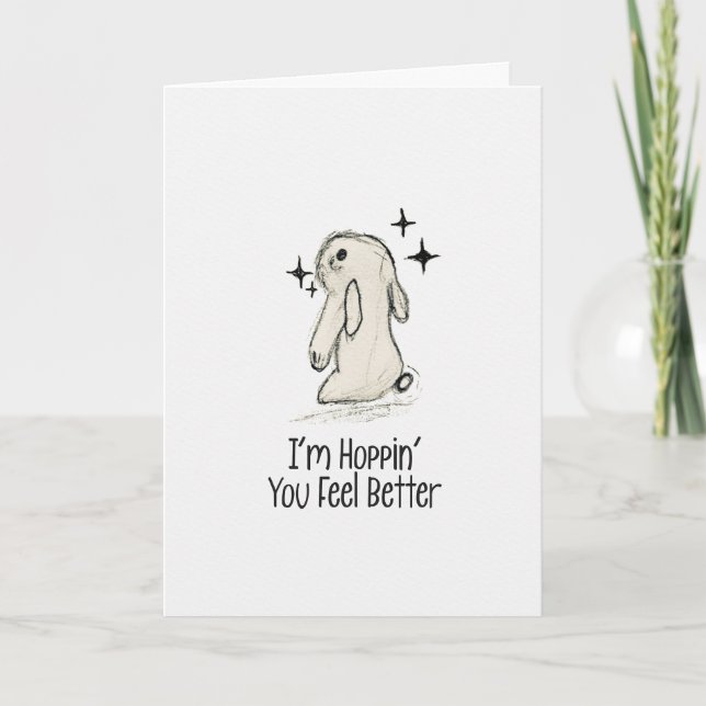 Carte de vœux de rétablissement Bunny Hoppin’ You  (Devant)