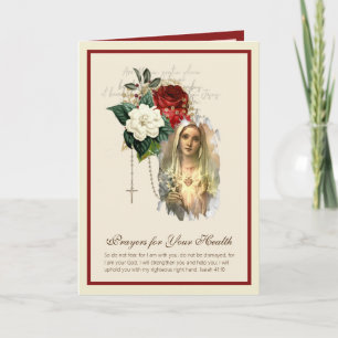 Carte de vœux de rétablissement Chapelet Roses Vie
