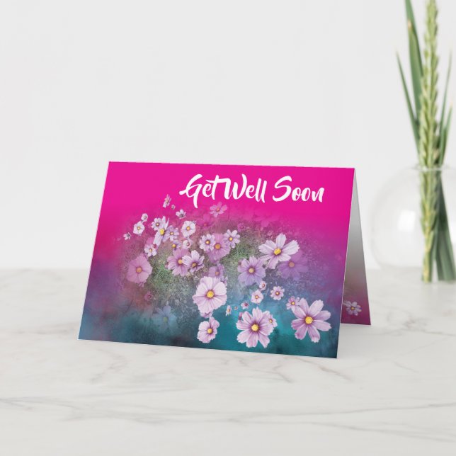 carte de vœux de rétablissement cosmos fleur sauva (Devant)