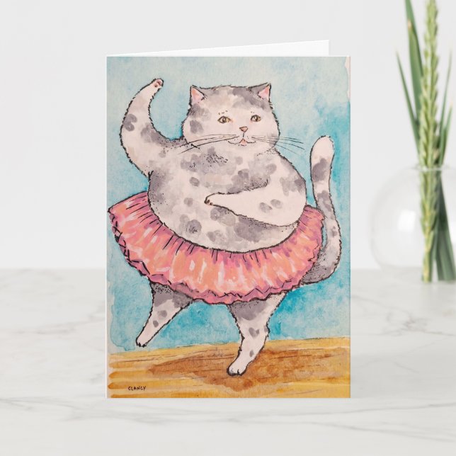 Carte de vœux de rétablissement de danse de chat (Devant)