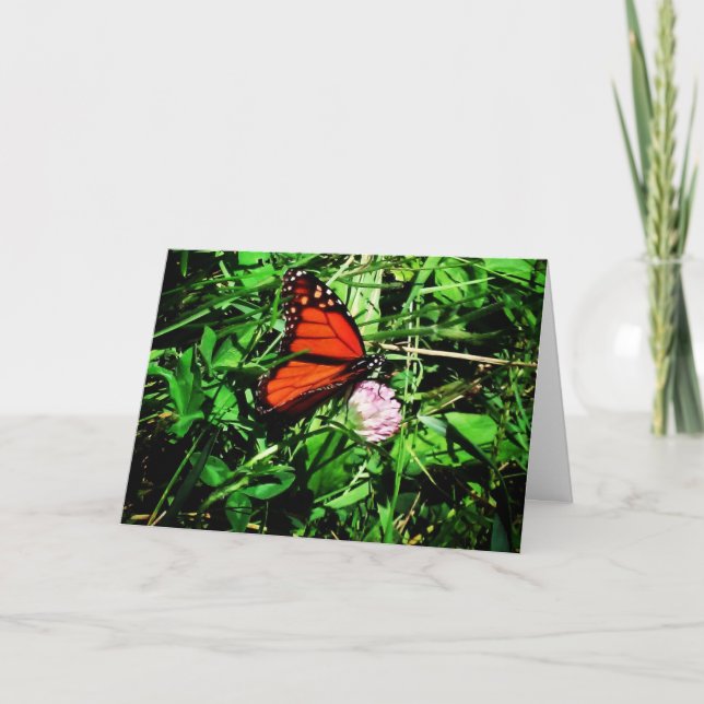 Carte de vœux de rétablissement "Papillon monarque (Devant)