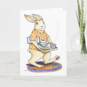 Carte de vœux de rétablissement Rabbit Tea Tray