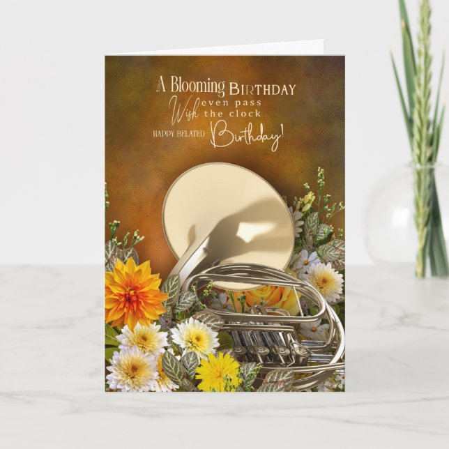 Carte de vœux de retard d'anniversaire sur le thèm (Devant)