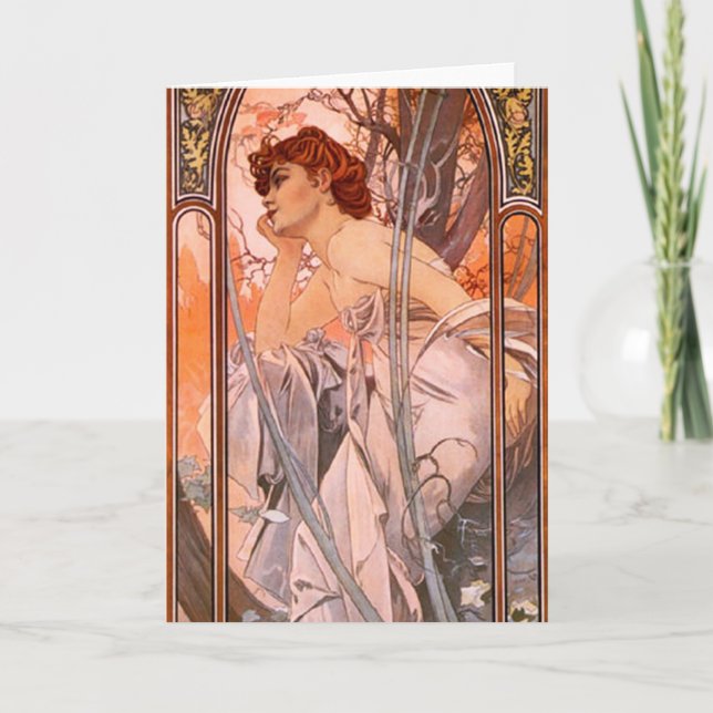 Carte de voeux de rêverie de soirée d'Alphonse (Devant)