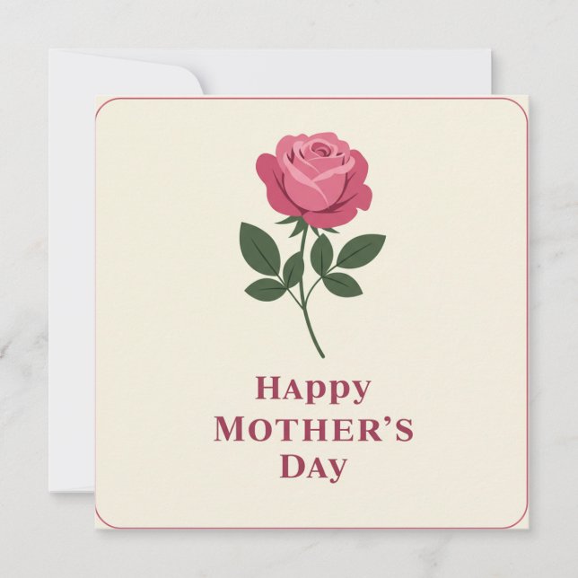 Carte de vœux de rose pour la fête des mères (Devant)
