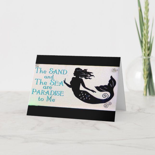 carte de voeux de sable et de sirène de mer (Devant)