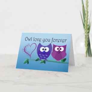 Carte de voeux de Saint-Valentin aux chouettes