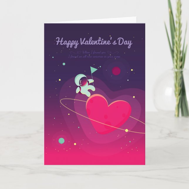 Carte de voeux de Saint-Valentin avec l'astronaute (Devant)