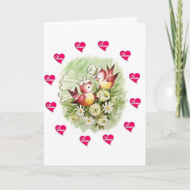 Carte de voeux de Saint Valentin Oiseau Vintage (Devant)