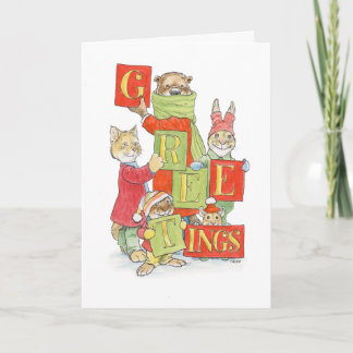 Carte de vœux de saison avec des animaux mignons
