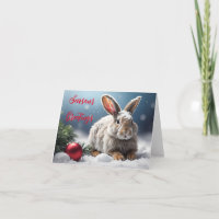 Carte de vœux de saison de lapin mignon
