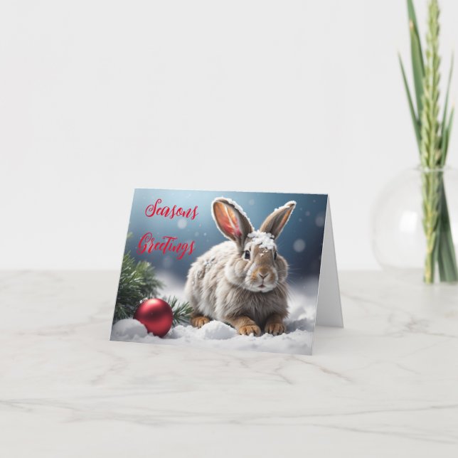 Carte de vœux de saison de lapin mignon (Devant)