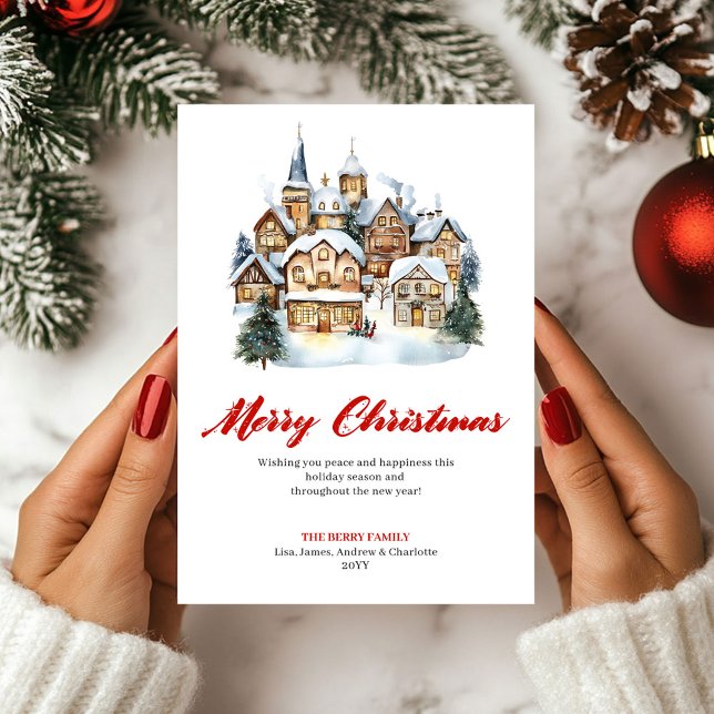 Carte de vœux de scène de Noël classique élégante (Elegant Classic Christmas Scene Greeting Card)