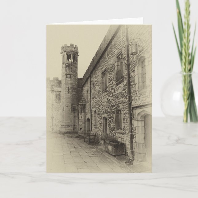 Carte de voeux de sépia de tour de Haddon Hall (Devant)