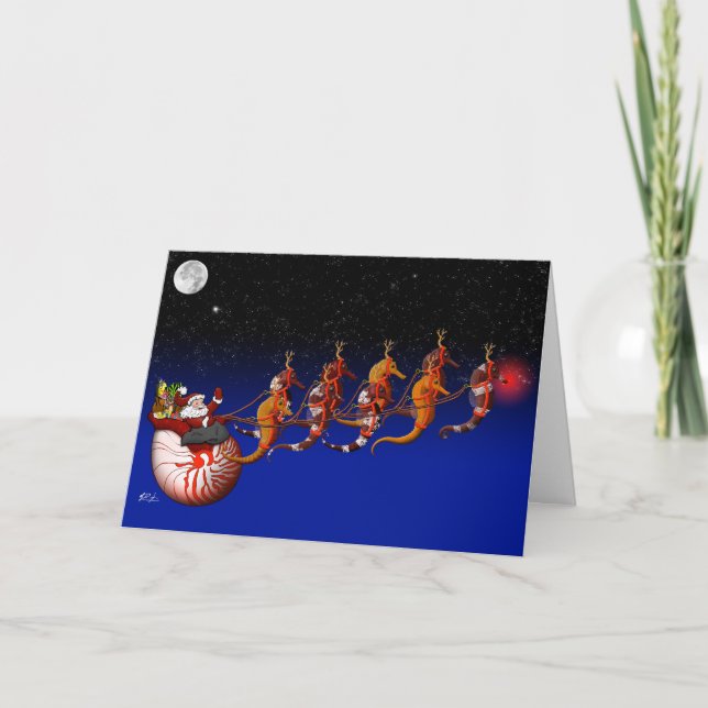Carte de voeux de Sleigh du père noël et (Devant)
