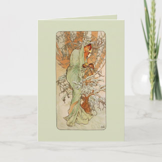 Carte de voeux de solstice de fille d'hiver de