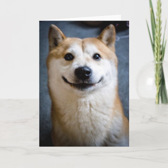 Carte de voeux de sourire de Shiba Inu (Devant)