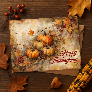 Carte de vœux de Thanksgiving à l'aquarelle vintag