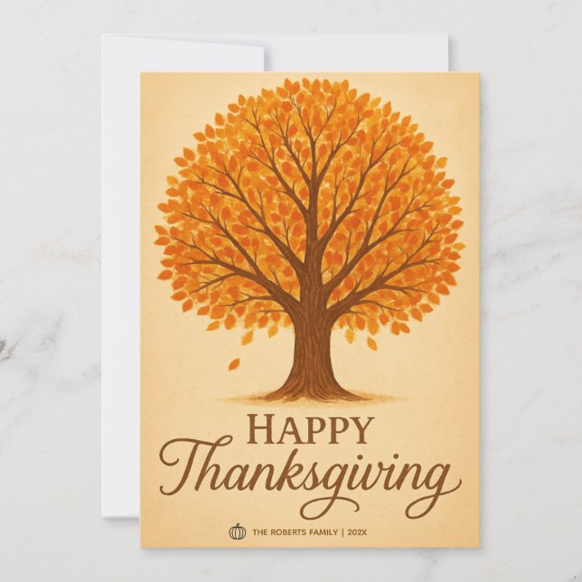 Carte de vœux de Thanksgiving Arbre d'Automne Chal (Devant)