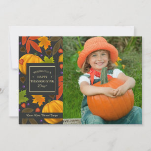 Carte de vœux de Thanksgiving avec photo (Noire)