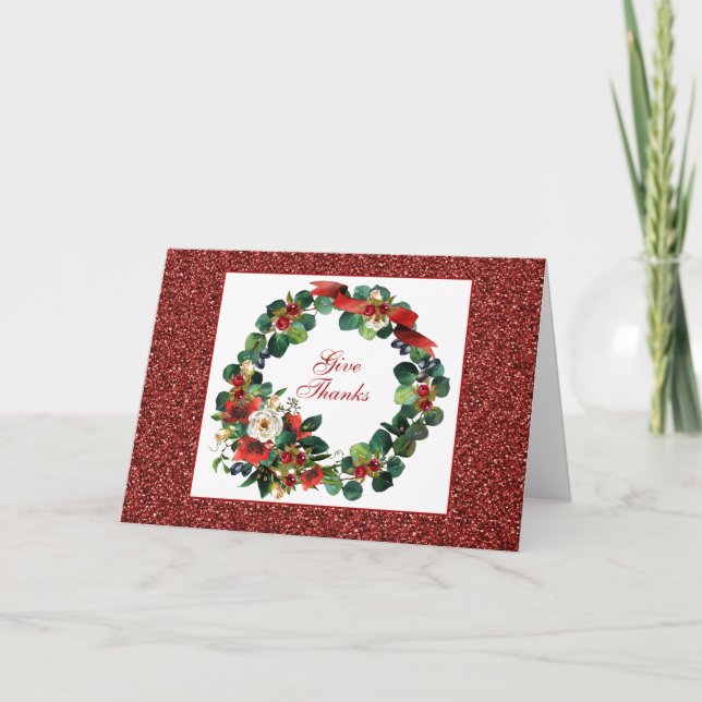 Carte de vœux de Thanksgiving avec une couronne en (Devant)