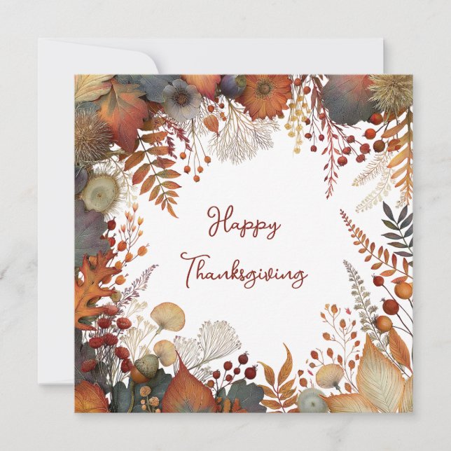 Carte de vœux de Thanksgiving botanique d'automne (Devant)