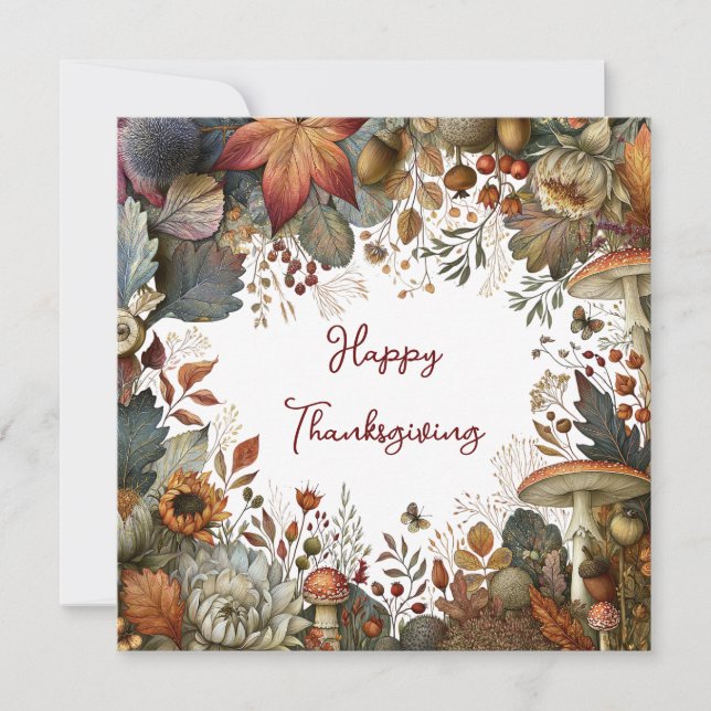 Carte de vœux de Thanksgiving botanique d'automne (Devant)