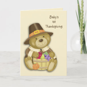 Carte de voeux de thanksgiving d'ours de bébé