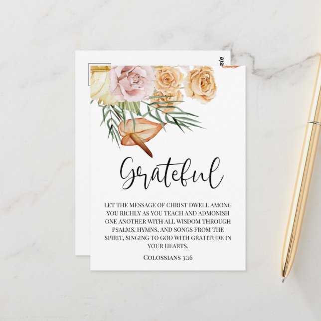 Carte de vœux de Thanksgiving heureux et reconnais (Devant/Arrière en situation)