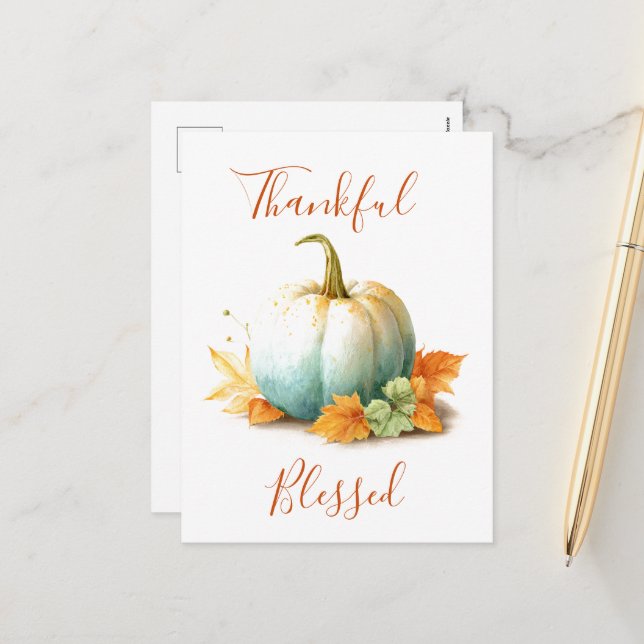 Carte de vœux de Thanksgiving pour exprimer sa gra (Devant/Arrière en situation)