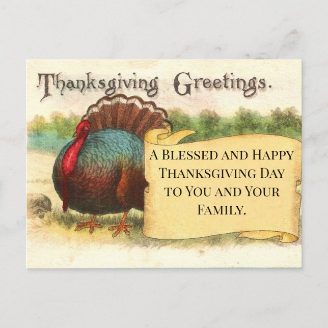 Carte de vœux de Thanksgiving pour la fête de la d (Devant)