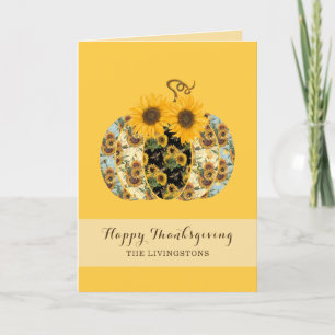 Carte de vœux de Thanksgiving Sunflower Pumpkin Jo