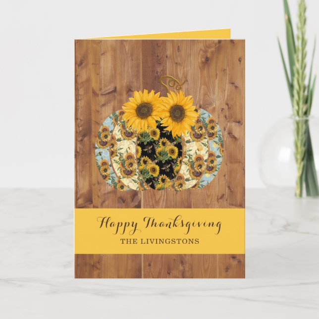 Carte de vœux de Thanksgiving Tournesol citrouille (Devant)