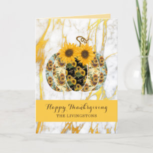 Carte de vœux de Thanksgiving Tournesol Citrouille