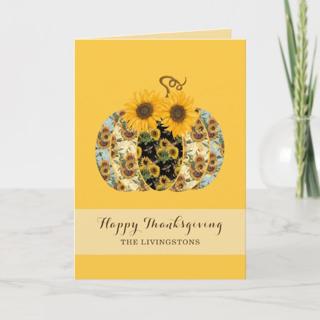 Carte de vœux de Thanksgiving Tournesol Citrouille (Devant)