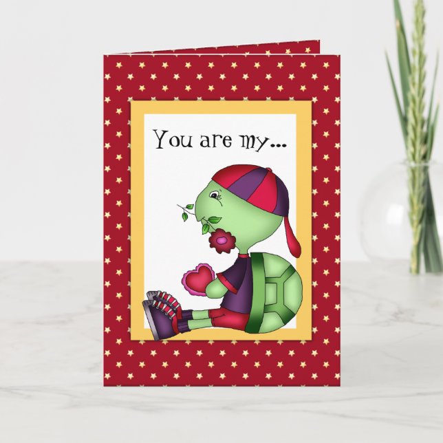 Carte de voeux de tortue de Saint-Valentin (Devant)