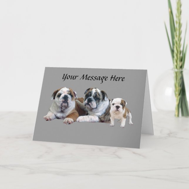 Carte de voeux de trio de bouledogue (Devant)