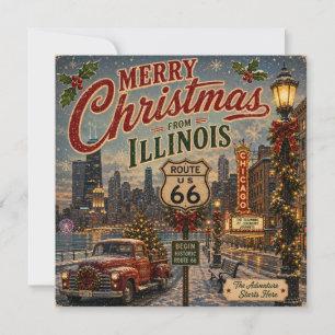 Carte de vœux de vacances à Chicago Route 66