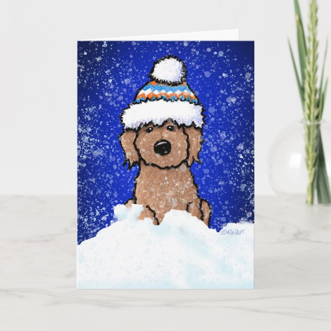 Carte de vœux de vacances Abricot doodle d'hiver (Devant)