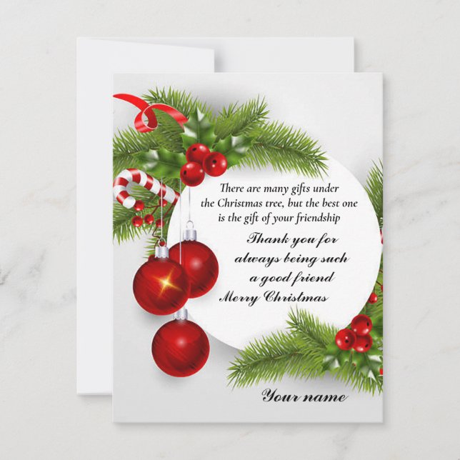 Carte de vœux de vacances « Amitié » à plat (Devant)