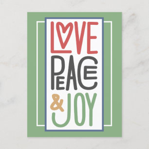 Carte de vœux de vacances Amour Paix & Joie