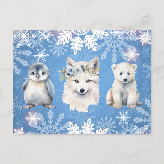 Carte de vœux de vacances Animaux Arctiques Blancs (Devant)