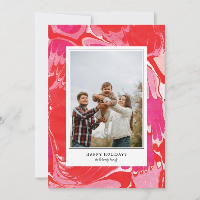 Carte de vœux de vacances avec bille joyeuse rouge (Devant)