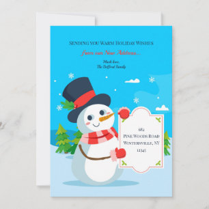 Carte de vœux de vacances avec bonhomme de neige q