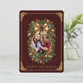 Carte de vœux de vacances avec cadre photo botaniq