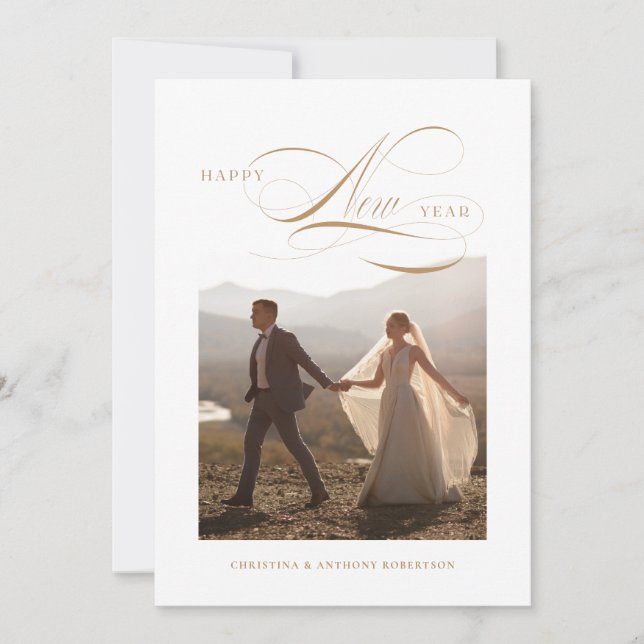 Carte de vœux de vacances avec écriture Bonne Anné (Devant)