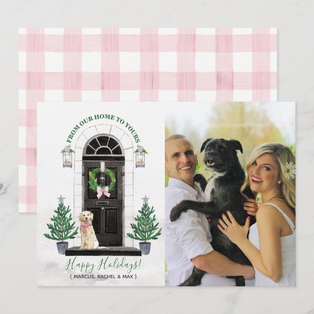 Carte de vœux de vacances avec Golden Retriever (Devant / Derrière)