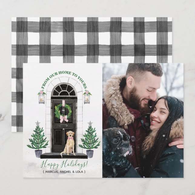 Carte de vœux de vacances avec Labradors Retriever (Devant / Derrière)