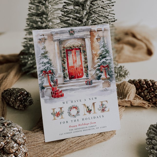 Carte de vœux de vacances avec nouvelle adresse (Créateur téléchargé)