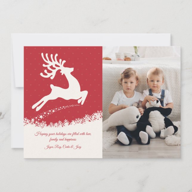Carte de vœux de vacances avec photo de cerf (Devant)
